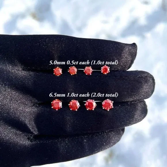 2.0ct Orange Moissanite Diamond 6 Prong Earrings for Women 925 Sterling Silver - Picture 7 of 10